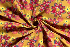 Carnavalsstoffen - Texture stof - bloemen - licht oranje - 20837-036