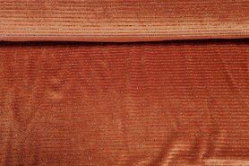 Glitter stoffen - Gebreide stof - velvet lurex stripe - oranje (terra) - 0982-455