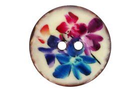 Bloemen motief - Knoop kokos bloemen - paars blauw - 30 mm - 5651-54