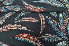 Multi - Viscose stof - veren - zwart multi - B206