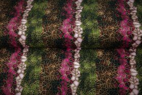 Uitverkoop - Tricot stof - digitaal abstract gestreept - multi roze - 22933-12