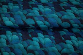Donkerblauwe stoffen - Tricot stof - digitaal fantasie - blauw - 22945-15 