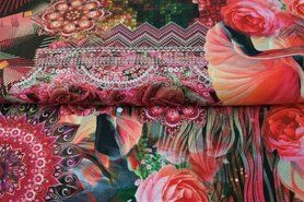Tricot stoffen - Tricot stof - digitaal bloemen - 22034-12 
