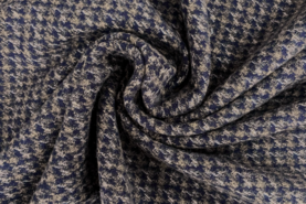 Braune Stoffe - Polyester Stoff – Bouclé-Flanell – dunkelblau, braun, grau – JT110