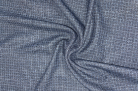 Grijsblauw - Tricot stof - Punta di Roma - ruiten - grijsblauw - JT140
