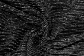 Glitter stoffen - Tricot stof - plissé - zwart met glitter - JT142