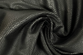 Interieurstoffen - Kunstleer - vegan leather - schubben - zwart - JT143