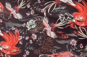 vogel stoffen - Tricot stof - phoenix - (bordeaux)rood - JT152