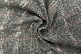 Herbst - Karierter Stoff - grau aubergine - JT157