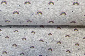Broek stoffen - Joggingstof - regenboog - grijs gemeleerd - B204
