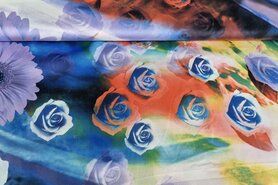 Multi - Viscose stof - bloemen - multi - B212