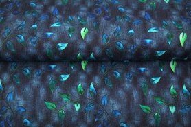 Stoffe - Jersey Stoff - digitale Blätter - blau multi - 22943-15