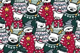 Weiche - Jersey Stoff - French Terry gebürstet - Weihnachten Eisbären - K26803-280