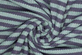 Marineblauwe stoffen - Gebreide stof - Fibre Mood - gestreept - marine oudgroen - 411021-30