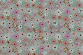 Dekorationsstoffe - Baumwolle mit Beschichtung - Blumen - mint - 6040-013
