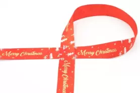 Rot - Satinband 25 mm - Frohe Weihnachten - rot - XSR14-415-025