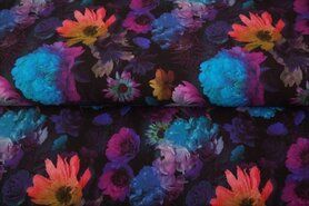 Schwarz - Jersey Stoff - digitale Blumen - schwarz - 22906-15