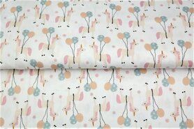 Eenhoorn stoffen - Tricot stof - digitaal unicorn - wit - 22130-02