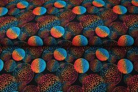 Cirkel stoffen - Tricot stof - French Terry - digitaal cirkels abstract - multi - 22514-13