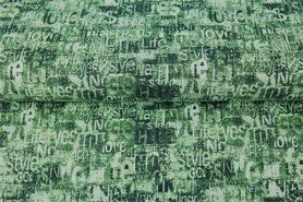 Letters - Tricot stof - French Terry - digitaal letters- groen multi - 22546-10