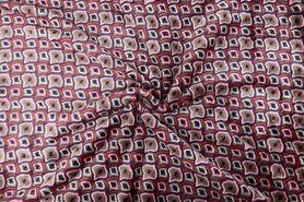 Retro-Motiv - Fleece Stoff - Kuschelvlies - Retro - rot lila rosa - K32010-160