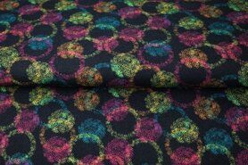 Multi kleur stoffen - Tricot stof - French Terry - digitaal fantasie - zwart multi - 22500-21