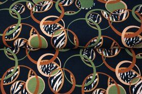 Zwart - Tricot stof - digitaal fantasie - zwart groen - 22946-20