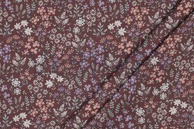 Plastifizierte Baumwolle - Katoen met coating - bloemen - mulberry - 5270-006