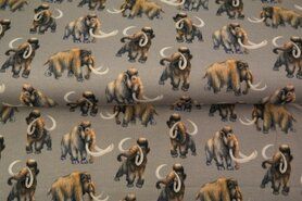 Donkerbeige - Tricot stof - digitaal mammoet - donkerbeige - 22542-16