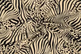 Polyester stoffen - Polyester stof - travel - dieren - zandbeige - 19529-098