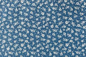Kussen stoffen - Katoen stof - bloemen - blauw - 69509-01