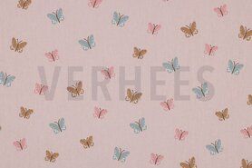 Poplin katoen stof - Baumwolle - Popeline - Schmetterlinge - hellrosa - 5501-013