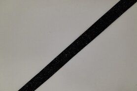 Elastiek - Glitter elastiek - 18 mm - zwart