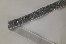 Elastiek - Glitter elastiek - 18 mm - zilver