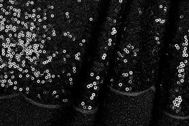 Decoratie en aankleding stoffen - Polyester stof - scallop sequin - zwart - 0830-999