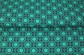 Turquoise stoffen - Tricot stof - abstract - turquoise - 22623-99