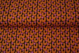 Orange Stoffe - Jersey Stoff - abstrakt - schwarz orange - 22618-13
