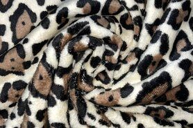 Winter - Fleece Stoff - cuddle fleece - Panther Druck - off-white - B304
