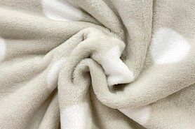 Fleece stoffen - Fleece stof - ultra soft - stippen - beige/licht grijs - B306