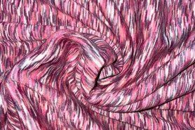 Gebreide stoffen - Joggingstof - sweattricot - fantasie - fuchsia multi - B318