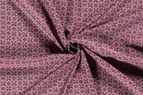 Viscose stoffen - Viscose stof - fantasie - roze - 19655-012