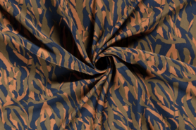 Abstract stoffen - Viscose stof - abstract - zwart/kaki groen - 20157-027