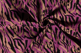 Abstract stoffen - Viscose stof - abstract - zwart/roze - 20157-069