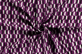 Aubergine stoffen - Viscose stof - abstract - paars - 19689-046