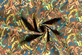Abstract stoffen - Viscose stof - abstract - kaki groen - 20156-027