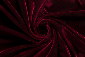 Kerststoffen - Tricot stof - Fluweel rekbaar donker - rood - 3348-019