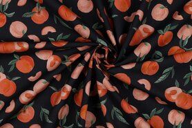 Lachsorange - Baumwolle - Popeline digital pfirsich - navy (lachs) orange - 22/5420-003