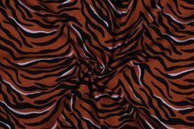 Zebraprint stoffen - Jersey Stoff - Zebra - Terra schwarz hellrosa - 22/5623-083