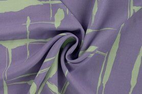 Lila stoffen - Viscose stof - paint stripes - dusty mint lila - 2489-215