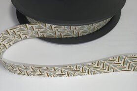 Schrägband - Biasband 20 mm - fantasie - oudgroen wit - Bi282.823